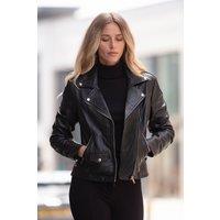 Ashwood Leather Women's 'Fia' Real Leather Biker Jacket Women Coat in Black | Size: 10