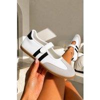 Love Lemonade Women's Comfort Mary Jane Padded Footbed Slip On Trainers in White | Size: 6