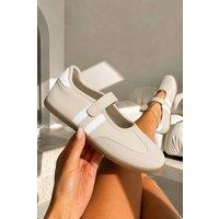 Love Lemonade Women's Comfort Mary Jane Padded Footbed Slip On Trainers in Nude | Size: 3