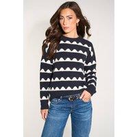 Sarta Women's Wave Stripe Wool Blend Jumper in Navy