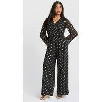 Needs No Label Women's Black Foil Wrap Jumpsuit | Size: 14