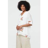 Izabel London Women's Floral Curve Hem Layered Blouse in White | Size: 16