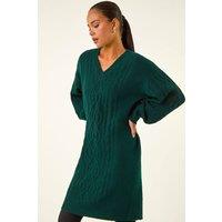 Roman Women's Petite Cable Knit Shift Dress in Dark Green | Size: 8