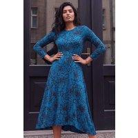 Roman Women's Asymmetric Hem Midi Dress in Teal | Size: 12