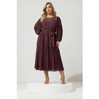 Yours Women's Pleated Maxi Dress in Dark Red | Size: 14