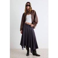 WOVCOR Women's High Waist Asymmetric Hem Midi Skirt | Size: 10