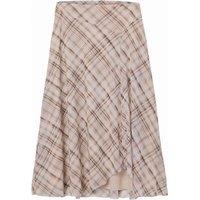 WOVCOR Women's High Waist A-Line Asymmetric Midi Skirt in Stone | Size: Medium