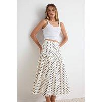 WOVCOR Women's Side Tie Midi A-Line Skirt in White | Size: 8
