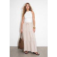 WOVCOR Women's High Waist Maxi Skirt in Ecru | Size: Large