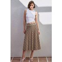 WOVCOR Women's High Waist Tiered Midi Skirt in Brown | Size: 14