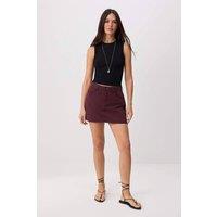 WOVCOR Women's High Waist A-Line Mini Skirt in Burgundy | Size: 12