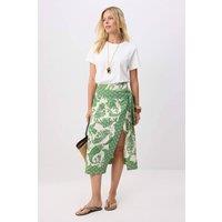 WOVCOR Women's Wrap Front Midi Skirt in Khaki | Size: 6