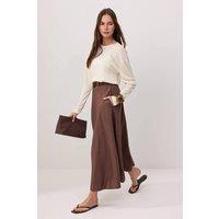 WOVCOR Women's High Waist A-Line Maxi Skirt in Brown | Size: 10