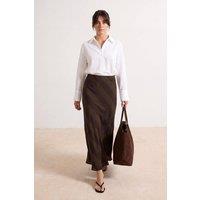 WOVCOR Women's High Waist Checkered Maxi Skirt in Khaki | Size: 8