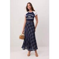 WOVCOR Women's High Waist A-Line Maxi Skirt in Blue | Size: 10