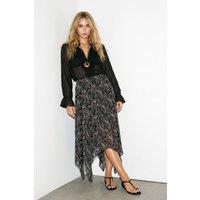 WOVCOR Women's Asymmetric Chiffon Maxi Skirt in Black | Size: Large