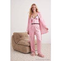 WOVCOR Women's 3 Piece Satin Robe & Pyjama Set in Pink | Size: 12