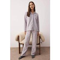 WOVCOR Women's Galaxy Long Sleeve Shirt & Trouser Pyjama Set in Grey | Size: Medium