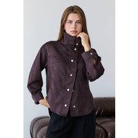 WOVCOR Women's High Neck Press Stud Longline Oversized Jacket in Brown | Size: 10