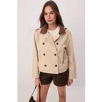 WOVCOR Women's Collar Detail Denim Trench Coat Jacket | Size: Large