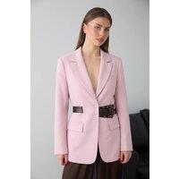 WOVCOR Women's Belted Fitted Long Sleeve Blazer Jacket in Pink | Size: 6