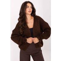 Love Lace Women's Unfastened Casual Throw Cardigan with Sleeves in Brown