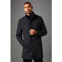 Burton Men's Charcoal Signature Funnel Neck Wool Blend Coat With Insert | Size: Small