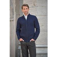 Pure Collection Men's Wool Cashmere Blend Two Tone Ribbed Zip Cardigan in Indigo | Size: XL