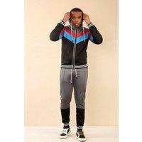AARHON Men's Multi Color Zip-Up Hooded Tracksuit in Grey | Size: Large