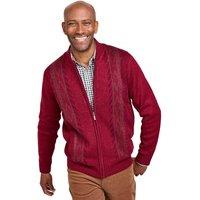 Tootal Men's Vertical Jacquard Zipper Cardigan in Burgundy | Size: Small