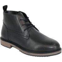 Pegasus Men's Wide Fit Leather Derby Boots with Side Zip Fastening in Black | Size: 7