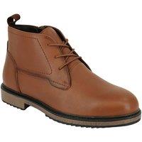 Pegasus Men's Wide Fit Leather Derby Boots with Side Zip Fastening in Tan | Size: 10