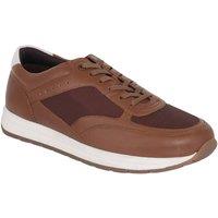 Pegasus Men's Wide Fit Leather Trainers with Cushioned Insole in Tan | Size: 13