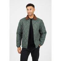 Brave Soul Men's Cord Collar Quilted Coach Jacket in Khaki | Size: Large