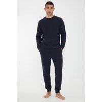 threadbare Men's Waffle Textured Fleece Loungewear Set in Navy | Size: 2XL