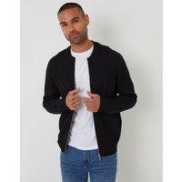 threadbare Men's Bomber-Style Knitted Zip Through Cardigan in Black | Size: 2XL
