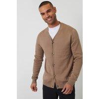 threadbare Men's Button Up Knitted Cardigan in Beige | Size: Large