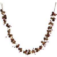 Four Candle LED Garland with Pinecones & Berries 150cm in Brown