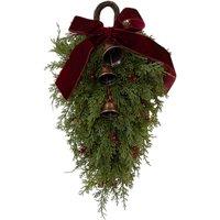 Four Candle Burgundy Hanging Swag 40cm in Green