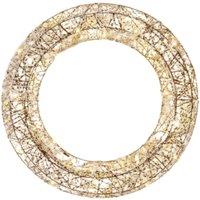 Samuel Alexander 40cm Battery Operated Light up Gold Weave Christmas Wreath with LEDs