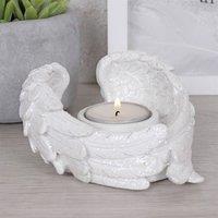 Uniqueful Glitter Angel Wing Candle Holder in White | Size: 1 Pack