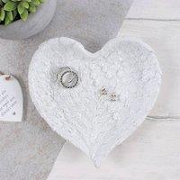 Uniqueful Glitter Heart Shaped Angel Wing Trinket Dish in White | Size: 15 cm