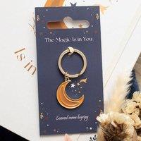 Uniqueful Autumn Magic Moon Keyring in Gold | Size: 1 Pack
