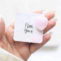 Uniqueful I Love You Rose Quartz Crystal Heart in a Bag in Pink | Size: 1 Pack