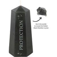 Uniqueful Protection Crystal Candle with Rough Black Obsidian | Size: 15 cm