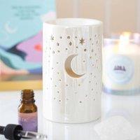 Uniqueful Iridescent White Moon Pillar Oil Burner & Wax Warmer | Size: 1 Pack