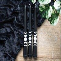 Uniqueful Set of 3 Black Magic Moon Phase Taper Candles | Size: 1 Pack