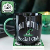 Uniqueful Bad Witch Social Club Mug & Coaster Set in Black | Size: 1000ml