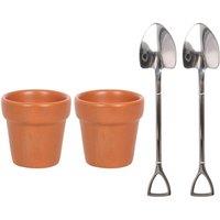 Uniqueful Plant Pot Egg Cup Set with Shovel Spoons in Orange | Size: 1 Pack