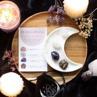 Uniqueful Love Healing Crystal Set with Moon Trinket Dish in White | Size: 1 Pack